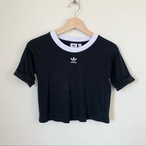 ADIDAS Black Logo Short Sleeve Crop Top t-shirt